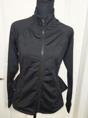 Fabletics Black Full-Zip Athletic Bomber Jacket